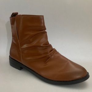 Rosy Womens Side Zip Ankle Boots PU Leather Brown Size 40 EU/ 9 US